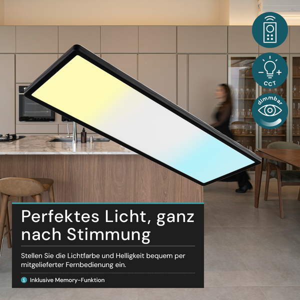 LED Deckenleuchte mit Farbwechsel und Dimmfunktion im Küchenambiente
