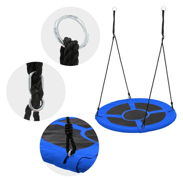 ECD Germany Nestschaukel Ø100 cm, Blau, Tellerschaukel für Kinder & Erwachsene, Höheverstellbare Kinderschaukel Outdoor, Hängeschaukel 150 kg belastbar, Gartenschaukel Rundschaukel geschlossener Sitz
