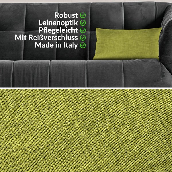 Kissenhülle Leinenoptik 30x50cm mit Füllung Pistaziengrün