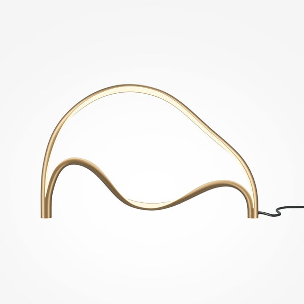 Goldfarbene LED-Tischleuchte mit geschwungenem Design
