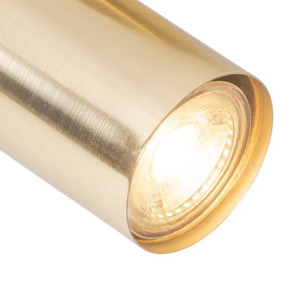Detailaufnahme einer goldenen LED-Lampe.