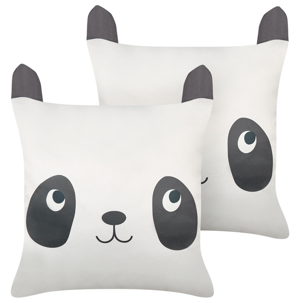 Kinderkissen Pandamotiv Baumwolle weiß / schwarz 45 x 45 cm 2er Set PANDAPAW