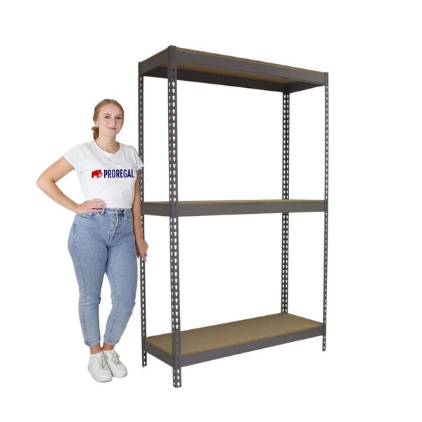 PROREGAL Schwerlastregal Big Wood Yeti Three HxBxT 200 x 180 x 60 cm Fachlast 400 kg Grau