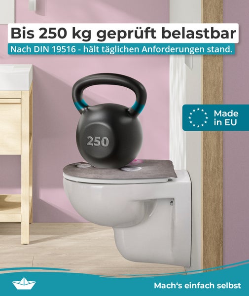 Calmwaters® WC Sitz Motiv Wellness Orchidee einfache Montage, Toilettendeckel bis 250 kg, Made in EU, antibakterieller Duroplast, Absenkautomatik, 2 Montage Optionen, abnehmbar, Klobrille, oval