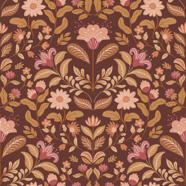 Braun gemustertes Textil mit Blumen