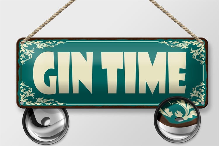 Blechschild Spruch 27x10cm Gin Time Dekoration
