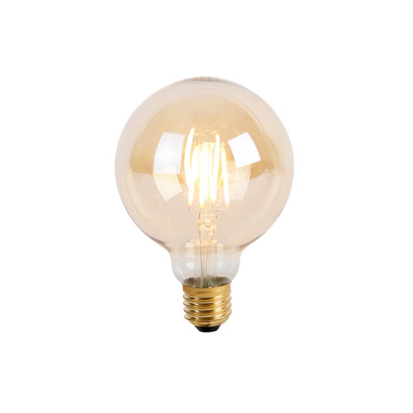LED-Globelampe E27 in Filament-Optik mit bernsteinfarbenem Glas