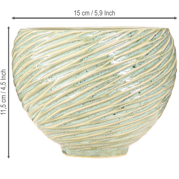 Keramik Pflanzgefäß mit gewelltem Design, 15 x 11,5 cm