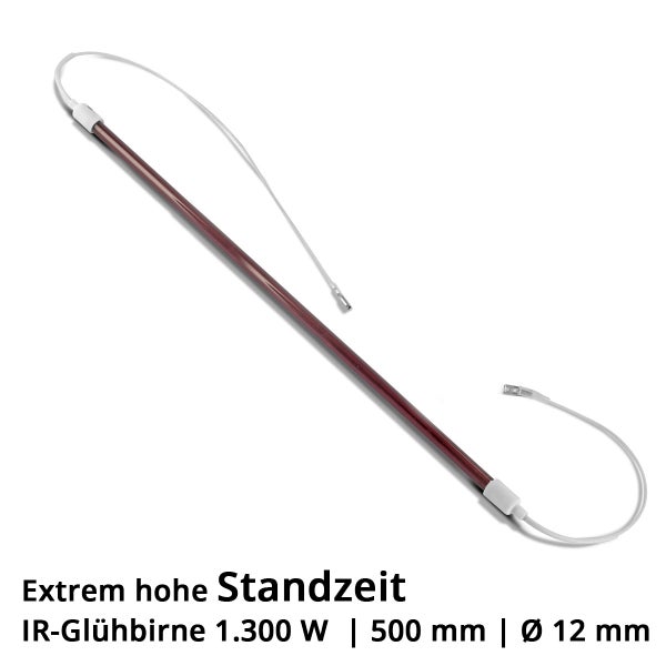 Infrarot-Glühbirne, 1300 Watt, 500 Millimeter Länge, 12 Millimeter Durchmesser