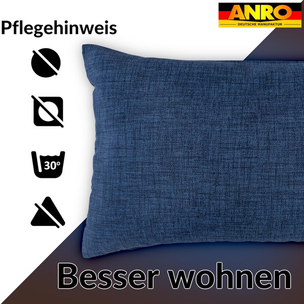 Kissenhülle Jeansblau 30x50cm ohne Füllung Leinenoptik