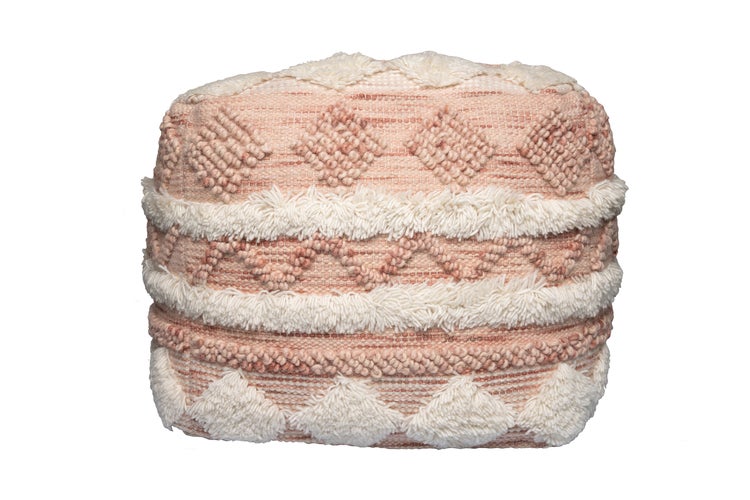Pouf Hocker handgefertigt Rosa / Creme Rund Ø 35 cm