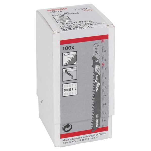Bosch 100x Stichsägeblatt T 111 C Basic for Wood - 2608637878