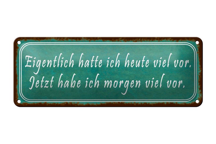 Blechschild Spruch 27x10cm ich hatte heute viel vor Dekoration