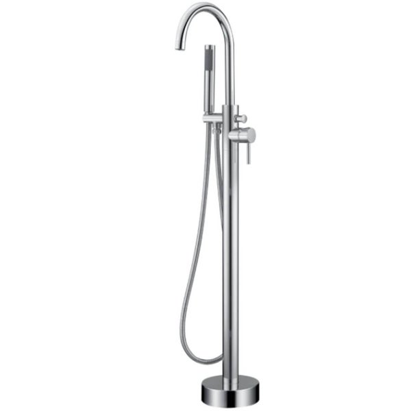 Home Deluxe - Design Standarmatur - MOON Chrome - Höhe: 115 cm, inkl. Handbrause I freistehende Armatur Wannenbrause Wanneneinlass