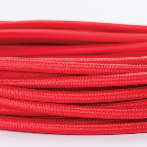Textilkabel Rot, 3-adrig, (3x 0,75 mm²) - Stoffkabel mit Erdleiter, Meterware