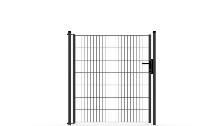 Gartentor ZAUNGURU ECO-Line aus Metall, Höhe: 143cm, Breite: 142cm, 1-flügelig inkl. Pfosten, Locinox-Schloss und Zubehör, Feuerverzinkt und zusätzlich in RAL 7016 Anthrazitgrau pulverbeschichtet