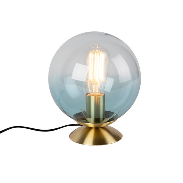 Tischleuchte mit runder Glasabdeckung und Metallsockel