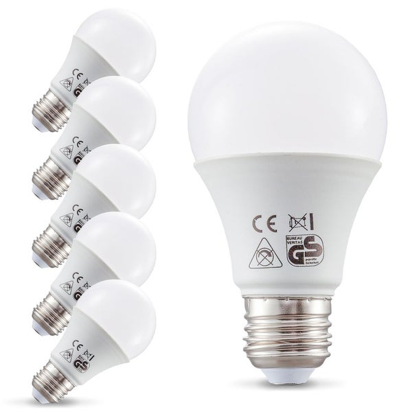 LED Glühbirne E27 5er Set - 9W, 806lm, 2700K warmweiß, weiß