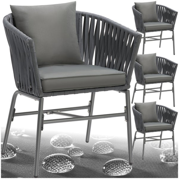 Stuhlset tectake Valeiras 60 x 61 x 77 cm Geflecht im Rope-Design dunkelgrau/dunkelgrau