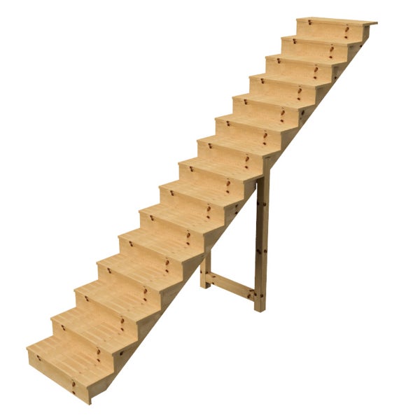 Holztreppe mit dreizehn Stufen