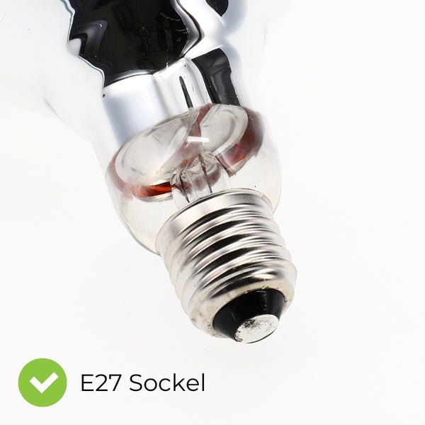 Nahaufnahme einer Glühbirne mit E27 Sockel