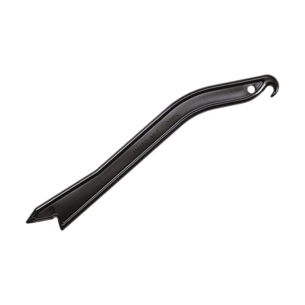Schwarzes Entriegelungswerkzeug aus Kunststoff mit Hebel- und Hakenfunktion zum Lösen von Clips und Verkleidungen.