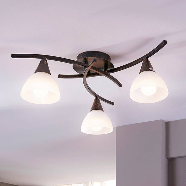 Lindby Deckenlampe Glas, Metall schwarz gold gebürstet Deckenstrahler 3x E14 max. 5W ohne Leuchtmittel Lampe Wohnzimmer Küchenlampe Strahler