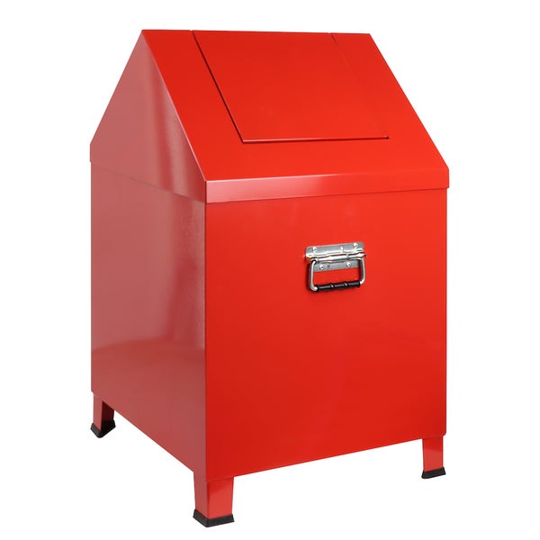 PROREGAL Sicherheits Putzwollkasten mit Selbstschließendem Schwingdeckel HxBxT 68 x 40 x 40 cm Feuerrot