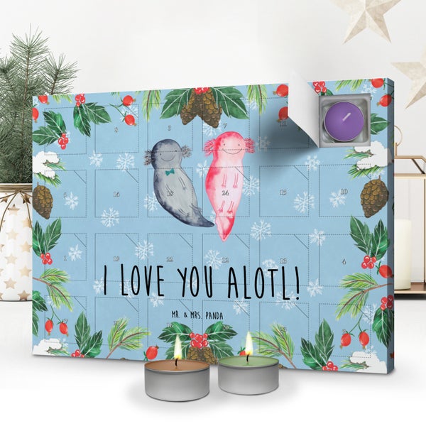 Mr. & Mrs. Panda Duftkerzen Adventskalender Axolotl Liebe - Blau Pastell