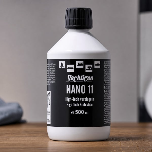 Flasche mit Yachticon Nano 11 High Tech Versiegelung 500 Milliliter für Oberflächen bei Booten Wohnwagen und Fahrzeugen
