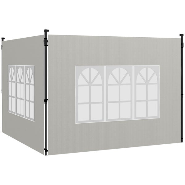 Graue Seitenteile für Pavillon mit Bogenfenstern, Set bestehend aus zwei Wänden für Sichtschutz und Wetterschutz.