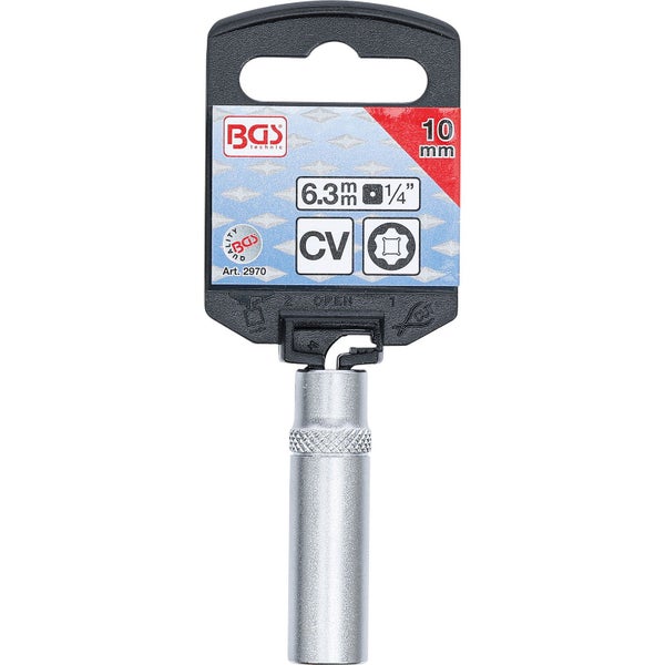BGS Steckschlüssel-Einsatz Super Lock tief Antrieb Innenvierkant 6,3 mm (1/4) SW 10 mm - 2970