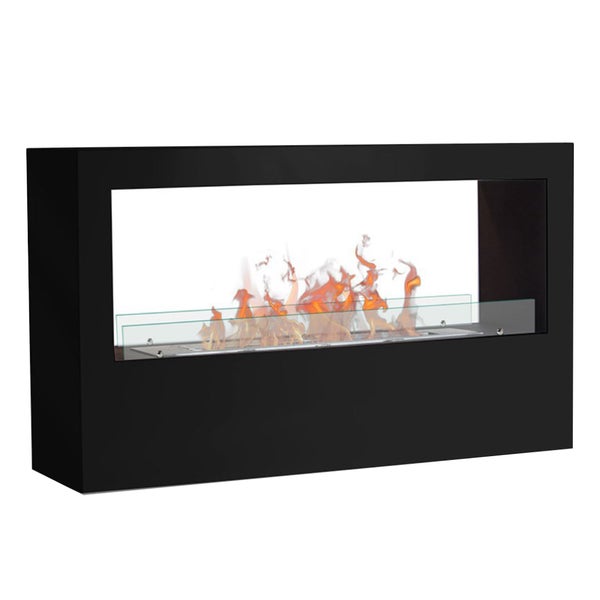 Wandkamin mit Glasabdeckung und Flammen