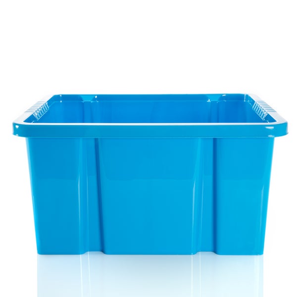 BigDean 5x Stabile Kunststoffbox Eurobox - 44x35x23 cm - passt in Kastenregale - Stapelbox blau Aufbewahrungsbox Drehstapelbehälter ohne Deckel