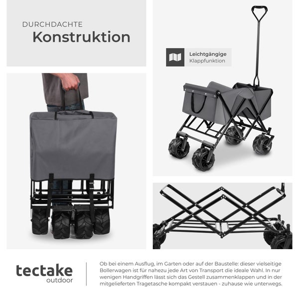Bollerwagen tectake Heidrun inklusive Tragetasche, Belastbarkeit 80 kg faltbar grau