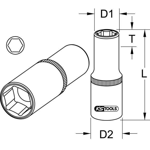KS TOOLS 3/8 Bit-Adapter-Stecknuss für Bits 1/4 - 911.3894