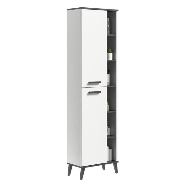 Rocket Hochschrank Bad 2 Türen, 6 Ablagen  weiß,grau. 50 X 31 X 189 cm