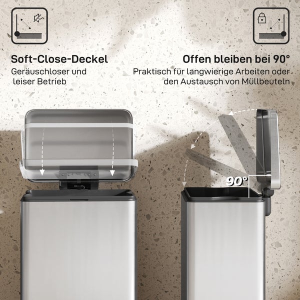 Mülleimer mit Soft-Close-Deckel und 90-Grad-Öffnung