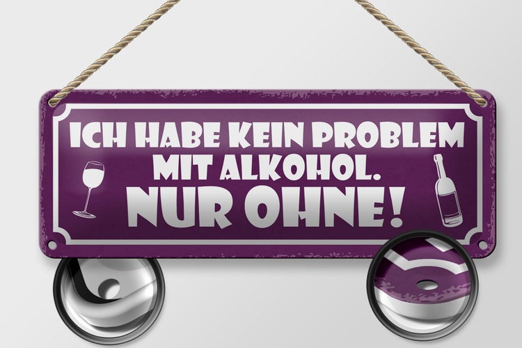 Blechschild Spruch 27x10cm kein Problem nur ohne Dekoration