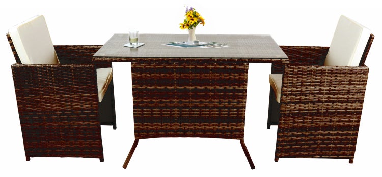 3-tlg Balkonset Gartenmöbel Set Rattan Raloso