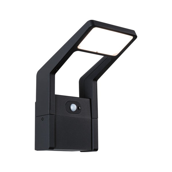 Moderne schwarze Außenwandleuchte LED mit Bewegungsmelder.