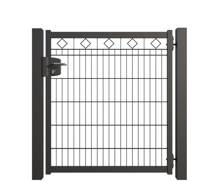 Metallzauntür mit Griff und Schloss