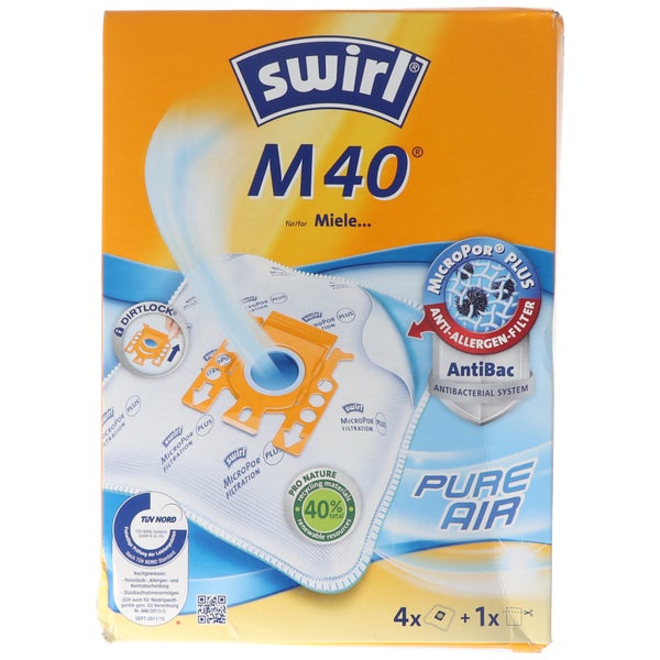 Swirl Staubsaugerbeutel M40 (M54) MicroPor Plus für Miele und Hoover Staubsauger