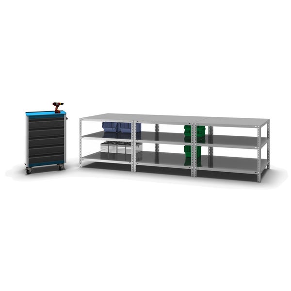PROREGAL Fachbodenregal Schraubsystem Heavy-Duty Grundregal HxBxT 80 x 100 x 80 cm 3 Ebenen Fachlast 350 kg Beidseitig Nutzbar Verzinkt