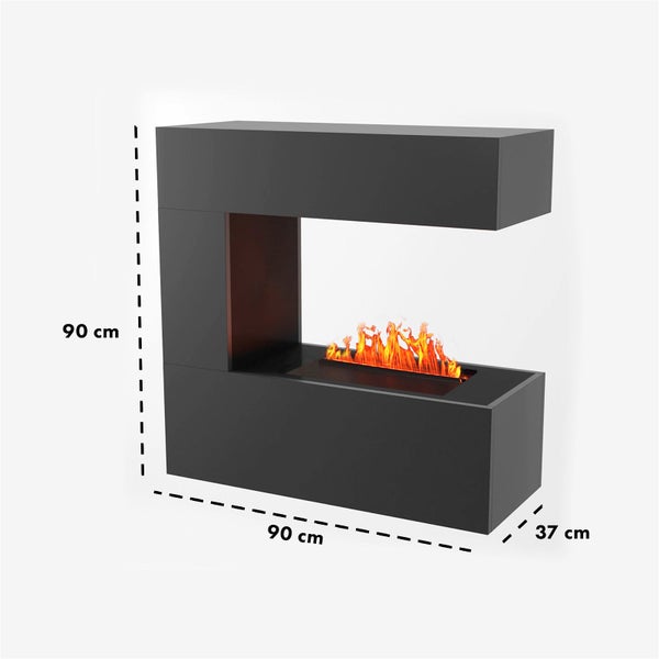 GLOW FIRE Elektrokamin 'Schiller Wandkamin' | Wasserdampf Kamin mit OMC 400 in grau als Raumteiler | HxBxT: 90x90x37 cm