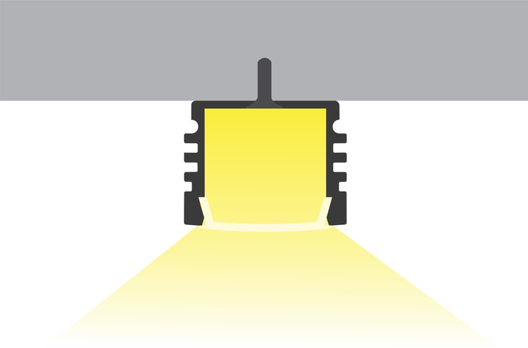 TIVENDIS Led Alu Profil 2 m AH2 Komplett Set für Strip / Streifen bis 12 mm breit | Abdeckung transparent klar, Endkappen, Befestigungclips | U-Form Aufputz Deckenleiste Wandprofil eloxiert