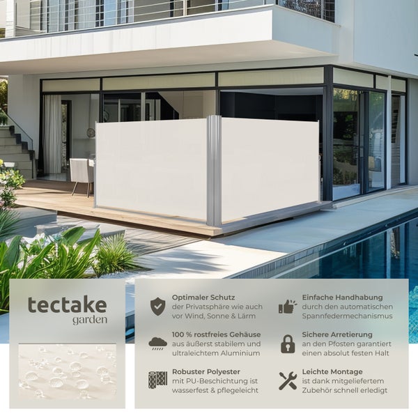 Doppel-Seitenmarkise tectake  180 x 600 cm aus Aluminium beige