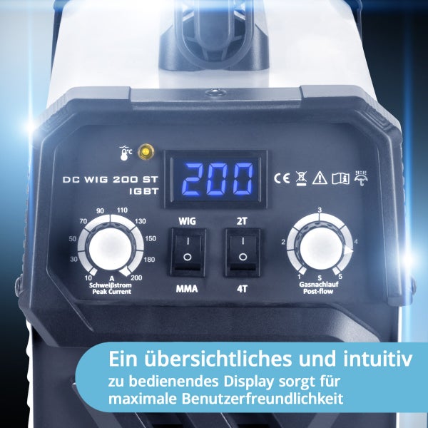 STAHLWERK Schweißgerät DC WIG 200 ST IGBT mit 200 Ampere und MMA E-Hand