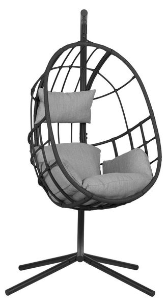 Jerry Garten Lounge Gartenstuhl hängend inkl. Sitzkissen grau. 128 X 128 X 190 cm