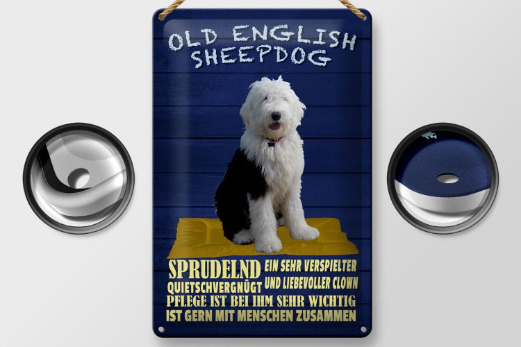 Blechschild Spruch 20x30cm Old English Sheepdog Hund